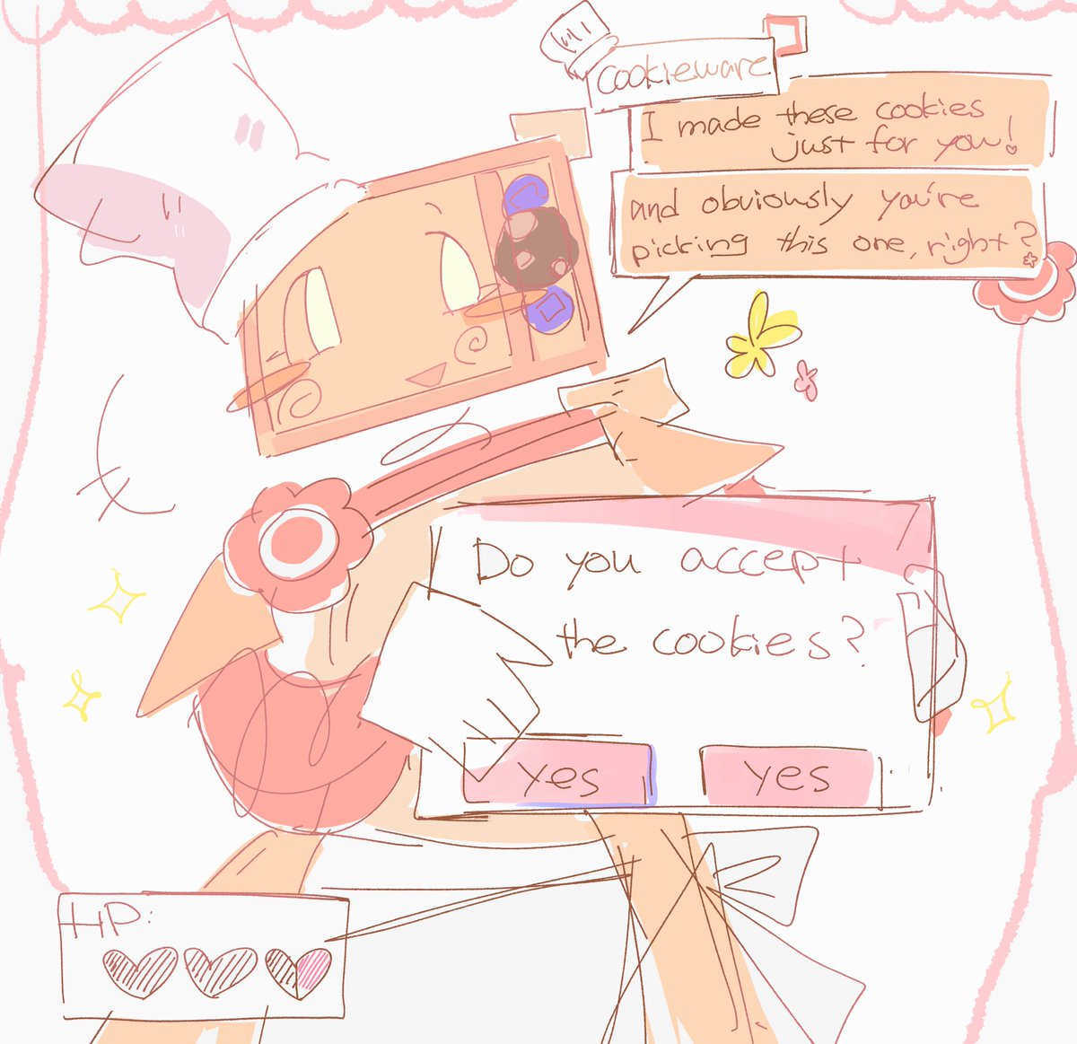 Halnowalll's tweet image. Yandere Cookieware…?
#dieofdeath #badware #cookieware