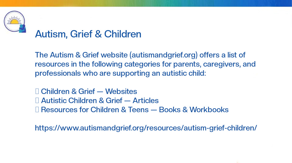 AutismAndGrief's tweet photo. The Autism &amp; Grief website (https://t.co/2gGH57IKD8) offers numerous resources for parents, caregivers, and professionals who are supporting an #autistic child:  https://t.co/2U3nPnAGLi https://t.co/8InBef0huh