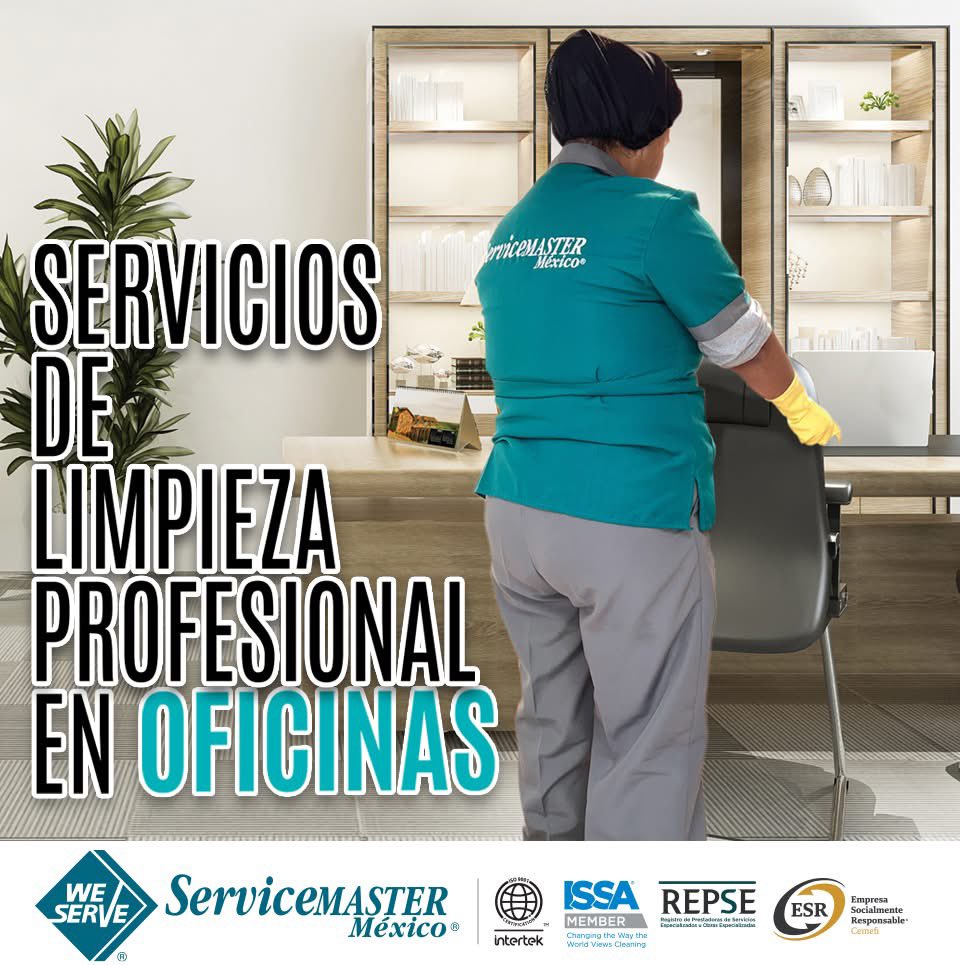 ServiceMasterM7's tweet image. ✅ ServiceMASTER México, empresa de SERVICIOS DE LIMPIEZA 🧽🫧 &amp;lt;Certificados en la #ISO9001&amp;gt;con un programa 📷 comprobado en servicios de calidad, cumplimos sus requerimientos y mantenemos instalaciones limpias, seguras y atractivas. 📷

#ESR #servicemastermexico #oficina