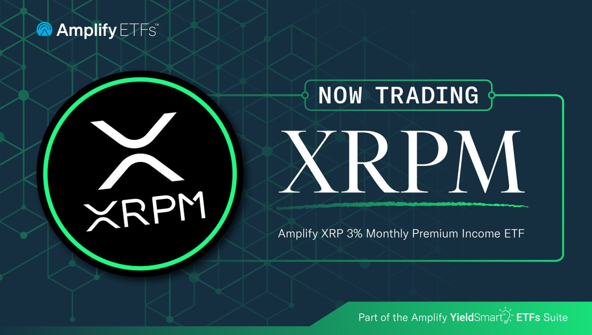 Amplify ETFs announces the first U.S.-listed $XRP option income ETF. $XRPM, Amplify  XRP 3% Monthly Premium Income ETF, targets 36% annualized option premium  income: https://t.co/HckpfYIgoL Explore the fund: https://t.co/AtrMYOLi0i