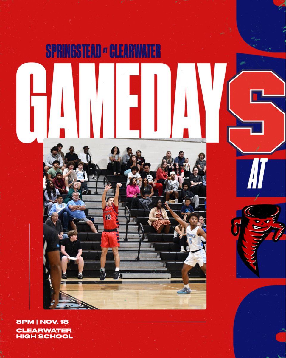 GAME DAY!!! Your <a href="/steadhoops/">Springstead Boys Basketball</a> travel south to take on 5A foe <a href="/CHS_Basketball2/">Clearwater Boys Basketball</a> tonight. JV tips at 6:45pm, Varsity at 8pm. Come out and support!!! @springstead_ath #steadlife