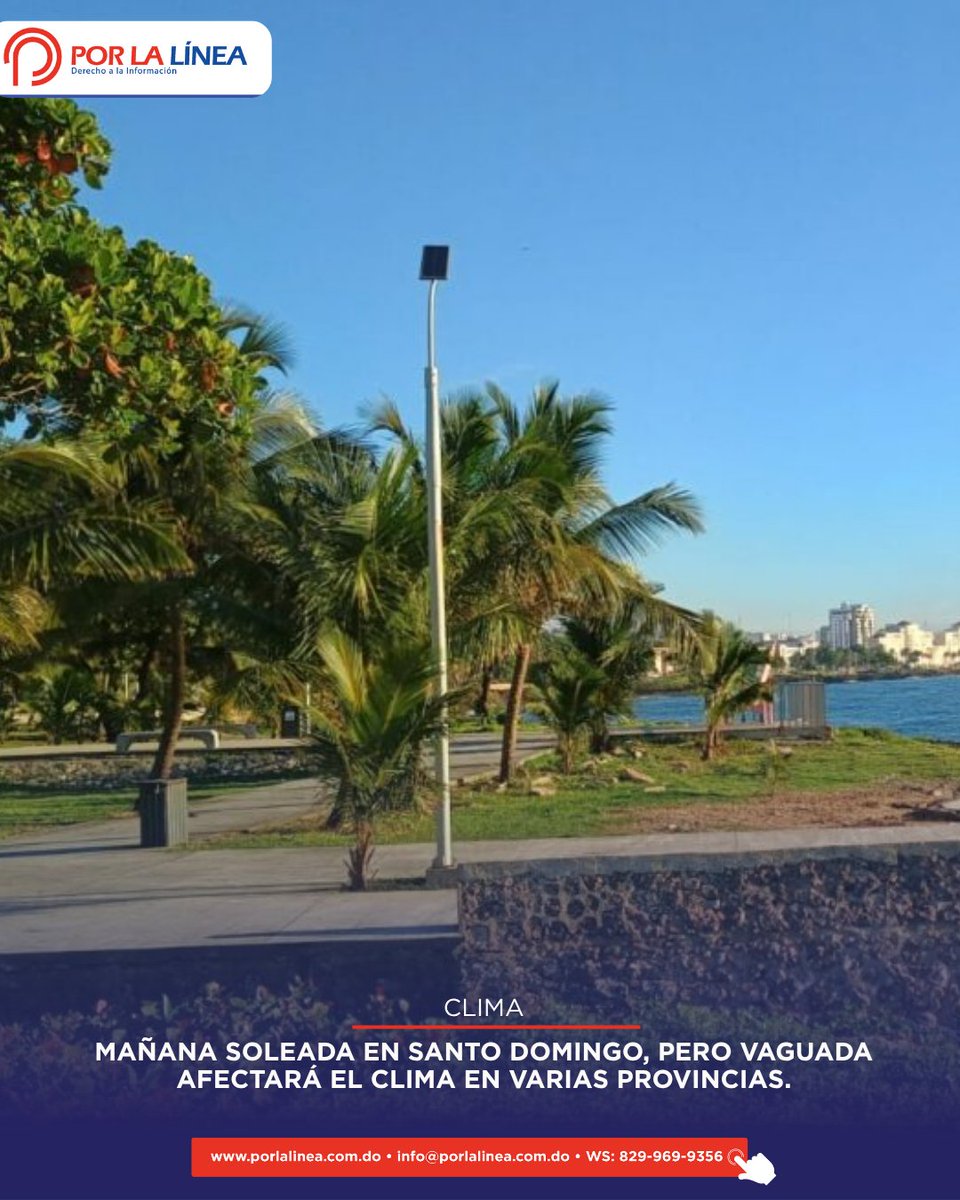 porlalineareal's tweet image. Aunque Santo Domingo amaneció soleado, una vaguada generará lluvias en distintas provincias del país durante la tarde y noche.
Pronóstico completo en porlalinea.com.do

#ClimaRD #Vaguada #Tiempo