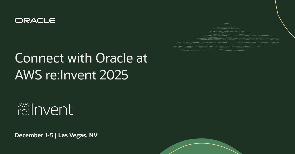 Will you be at #AWSreInvent? Stop by booth #1767 to meet the Oracle team and discover how customers can get enterprise-grade Oracle database services as native offerings within AWS. social.ora.cl/601675FxO
