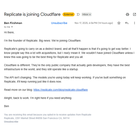 LisaSaundersWPG's tweet image. Wondering if this had something to do with #Cloudflare outage? Thoughts? Merging the platforms? #CloudflareOutage @replicate 

&quot;Replicate lets you run machine learning models with a cloud API.&quot;