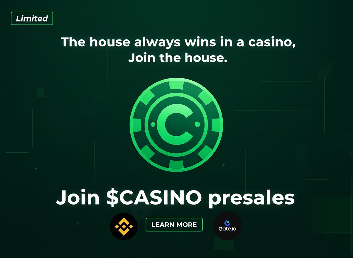 ♦️$CASINO Limited Presales on Solana is Here.
It's limited, Buy $CASINO

Min : 0.1 SOL OR 10 USDT
1 SOL = 10M

♠️Steps to Buy $CASINO
1. Send SOL or USDT to Presales wallet :
CASidyC6NGASBb8eELxU9h78THg2JbpQNyKSAhkmkjbn
2. HODL $CASINO and Exchange

$100 Airdrops, Repost