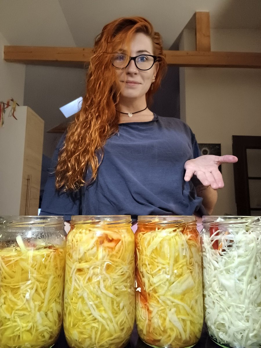 IcaChesshire's tweet image. With each passing year I become progressively more Slavic. Behold, my pickled cabbage. Be amazed! Let out the sigh of wonder! I bet you haven&apos;t seen anything more epic whole day!