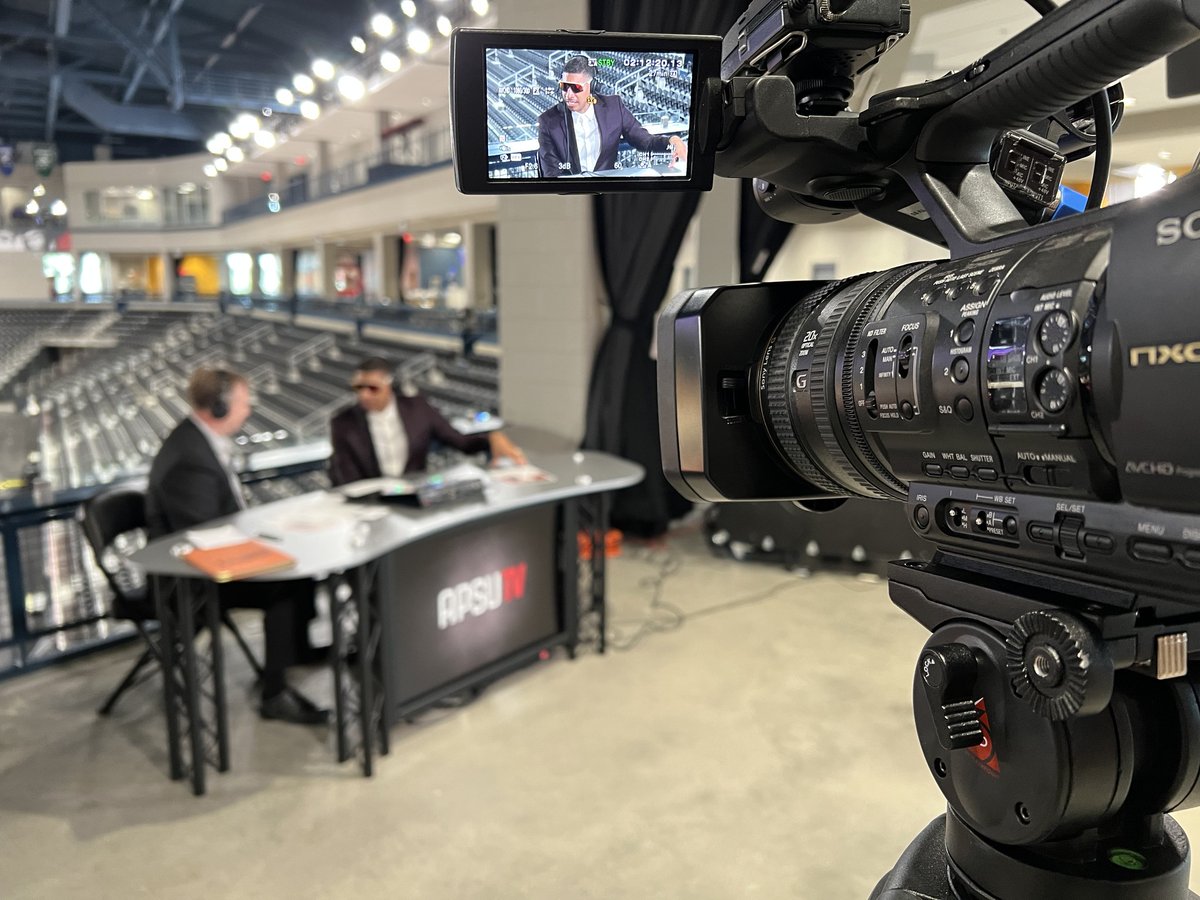 APSU_TV's tweet photo. 🎥Our amazing sports broadcast team produced an exciting remote broadcast at the Atlantic Sun 2023 Basketball Tipoff event.

🏀 Get ready for The Govs Men’s Basketball Preview Show filmed at @FMBankArena 

📺 Exclusive sneak peek coming soon to APSU-TV! https://t.co/ocp3Pfhay5