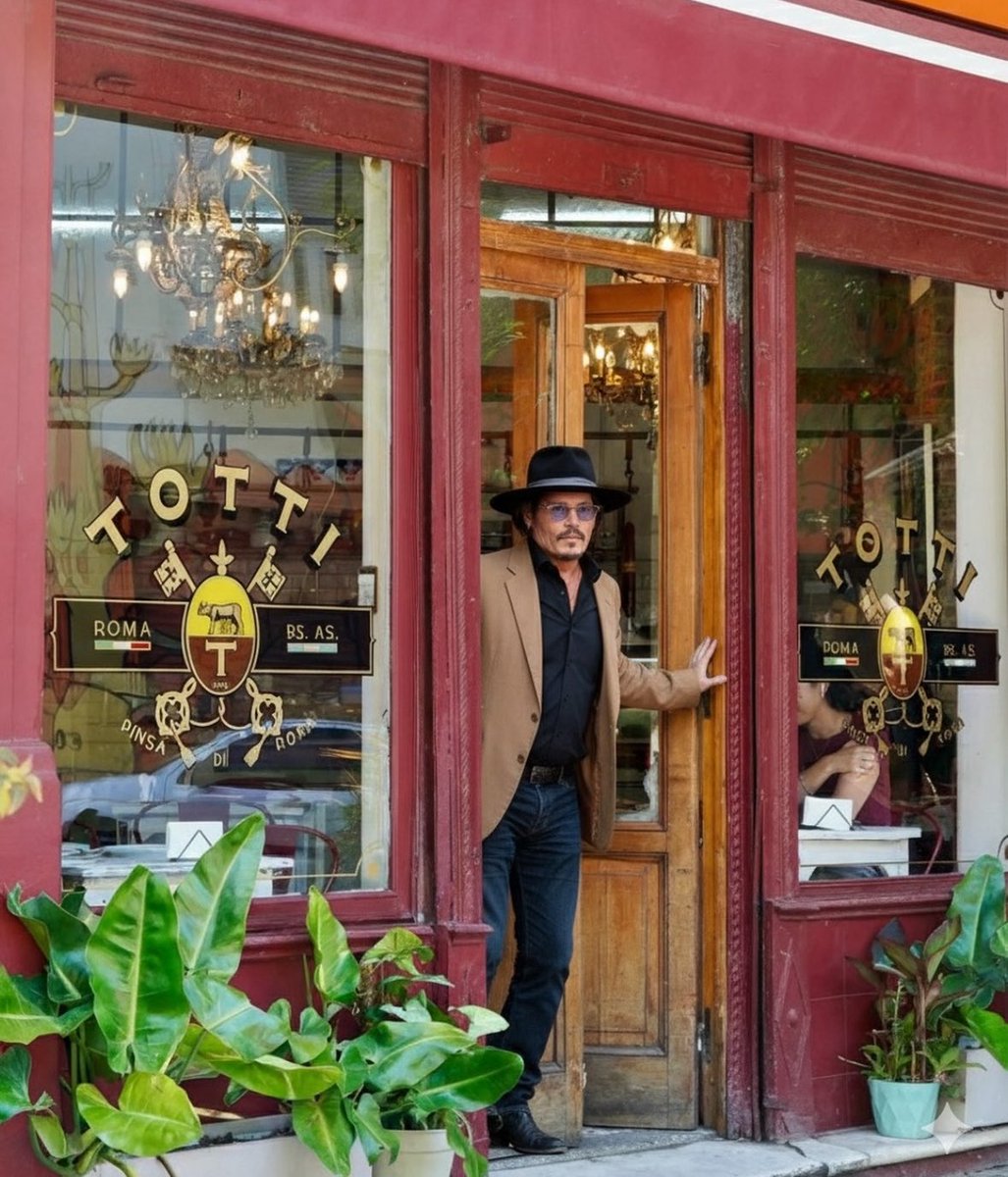 OperaRosa's tweet image. Johnny Deep saliendo de una pizzería en Colegiales es surrealista