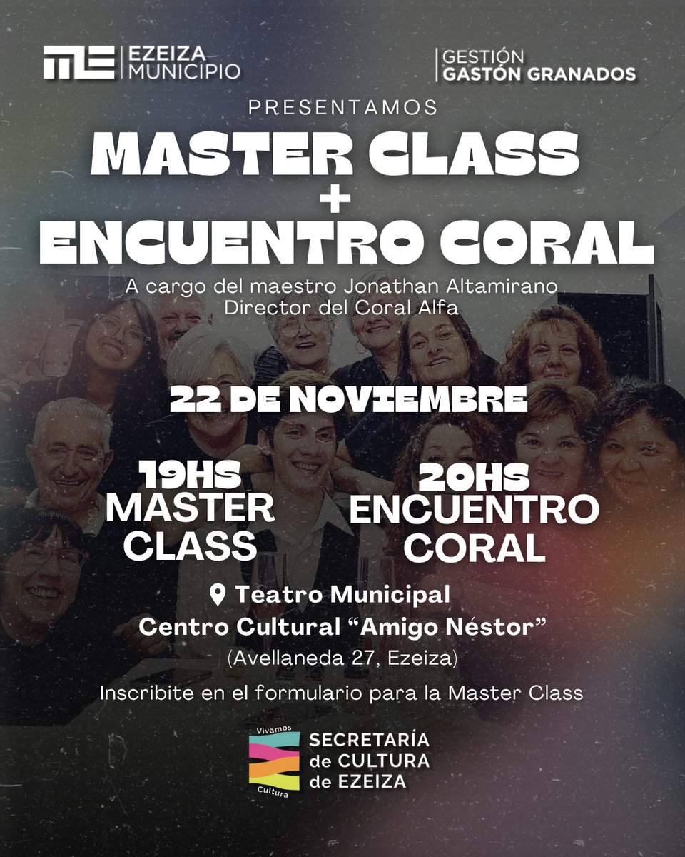 Culturadeezeiza's tweet photo. MÁS Y MÁS INICIATIVAS 😱🙌🏻
MASTER CLASS Y ENCUENTRO CORAL 🎼👏🏻

Llega una Master Class sobre técnica vocal y canto grupal y como si fuera poco al finalizar se realizará el primer Encuentro Coral 

Inscribite en el formulario para la Master Class 👇👇👇
https://t.co/HIDXBqbi6O https://t.co/Kbw7shajF1