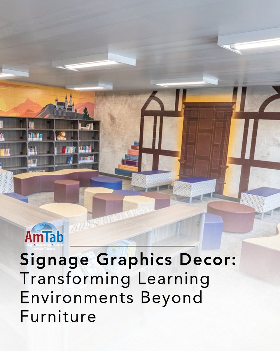 AmTab's tweet image. Visual Design That Supports Students 🌟🎨  

Signage Graphics Decor do more than brighten a building—they help shape how students feel, engage, and belong.  

When schools elevate their visual environments, they elevate the student experience. ➡️linktr.ee/amtabmfg