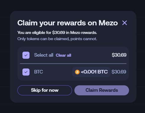 Just got mine tBTC Rewards on <a href="/merkl_xyz/">Merkl</a> for depositing to vault on <a href="/MezoNetwork/">Mezo</a>

#tBTCxMezo