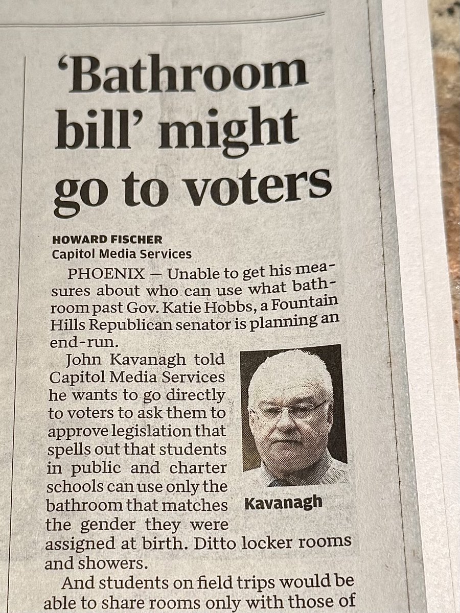 The annual sighting of John “Bathroom” Kavanagh has arrived early this year. He proposes bathroom bills very year. It does make one wonder- is it his prostate?  Should we be concerned?  Never seen anyone this obsessed with bathrooms.
