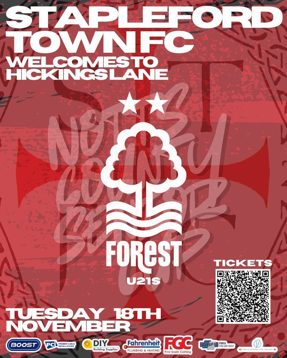 Tonight we take on Nottingham Forest's U21s at Hickings Lane ⚔️ ⚽ 

🎟️ Make sure you grab your tickets in advance!

🕣 7:45PM KO
📍Hickings Lane, NG9 8PB

🔗 ticketsource.co.uk/booking/select…

📖Limited programmes will be available

🔴⚫️#UpTheStabbo 🔴⚫️