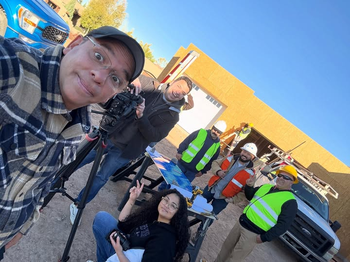 No, I am not building a house. I’m just filming a scene about a guy building a house. Shout out to all these Awesome actors and crew who worked very hard in the cold to make this scene happen. #nmfilm #filmdirector #moviemaking #joelvallie