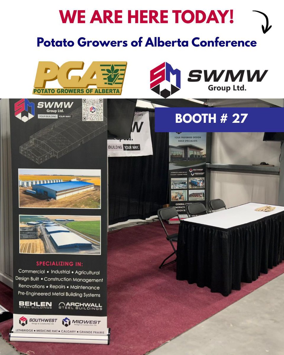 We’re here at the Potato Growers of Alberta Conference in Red Deer today! 🥔 Stop by the SWMW booth to meet with our team and get some valuable insights on potato storage buildings!⁠
⁠
Kick off your 2026 projects with us! ⁠
