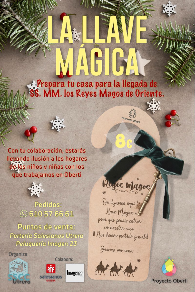 pedtengar's tweet photo. 🎁 Este año puedes ayudar a los Reyes Magos… ¡y a muchas familias!
Proyecto Oberti lanza su Llave Mágica Solidaria, un bonito colgador de puerta para que Sus Majestades puedan dejar los regalos el día de Reyes 👑✨

👉🏻Encarga tu llave aquí. 
Organiza: Salesianos Cooperadores. https://t.co/CH0byMRQ9l