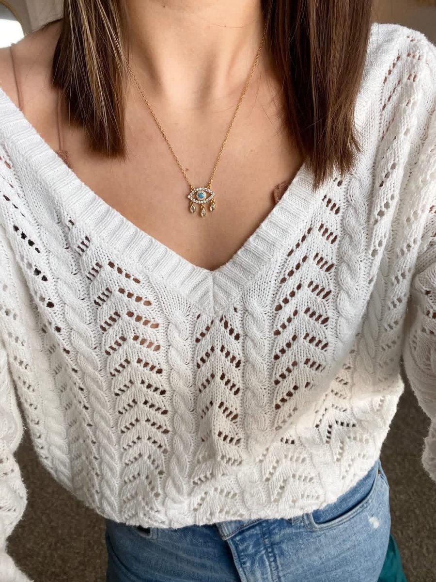 KinsleyArmelle's tweet image. Delmira Evil Eye Triple Aqua Necklace 🧿 #kinsleyarmelle #necklaces #layeringnecklaces #bohoneckalces #bohojewelry #statementjewelry