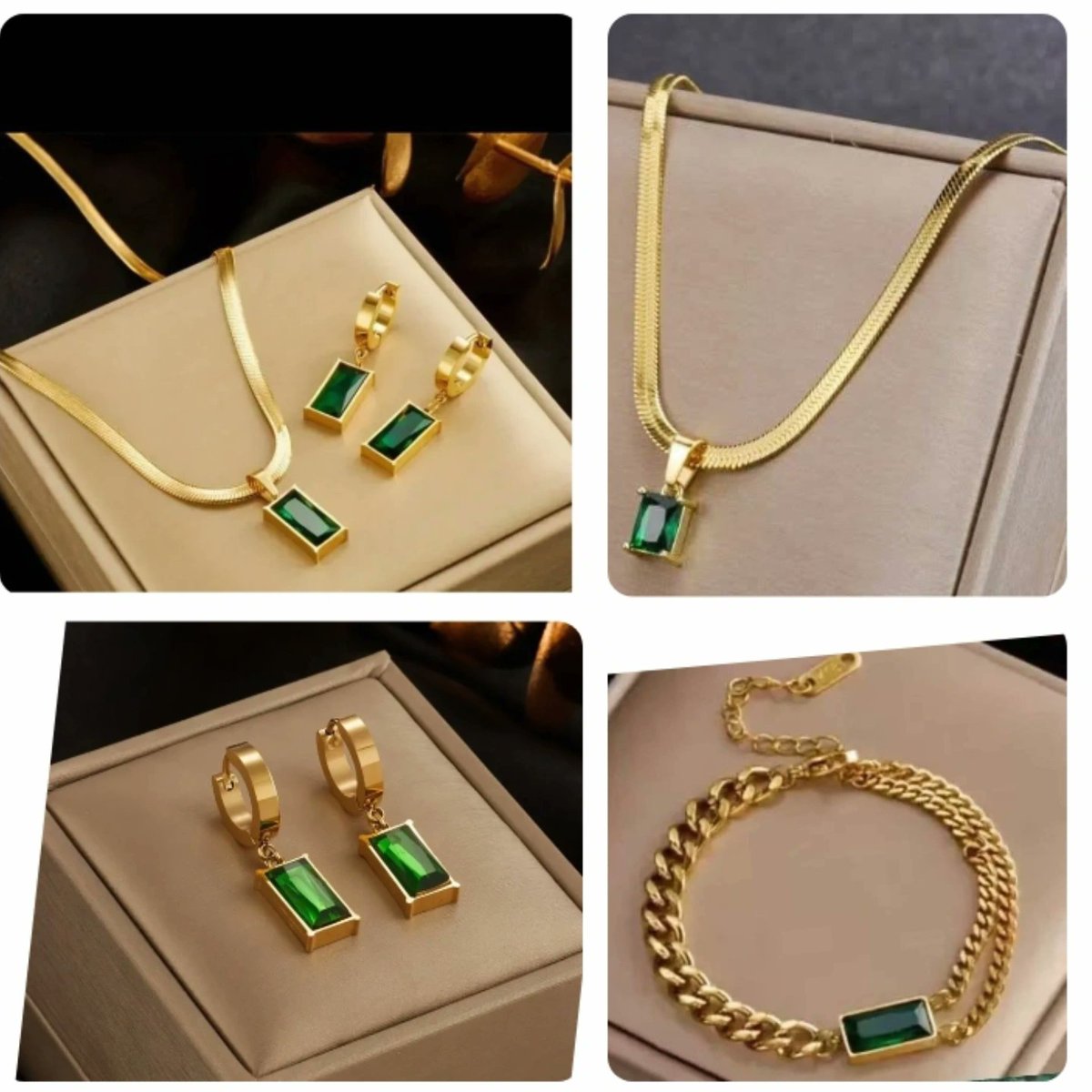 yvieprincess's tweet image. #highquality&amp;amp; #longlasting #goldsteel #necklace,#earrings&amp;amp; #bracelet set with #greengems 4 #sale:25,000naira.

Does not change color.#nontarnish &amp;amp;We #ship 2 all states in #nigeria
@YCCOCollections
#lagosjewelrystore
#lagosjewelryseller
#lagosjeweller
#lagosjewelryshop
#lagosjewel