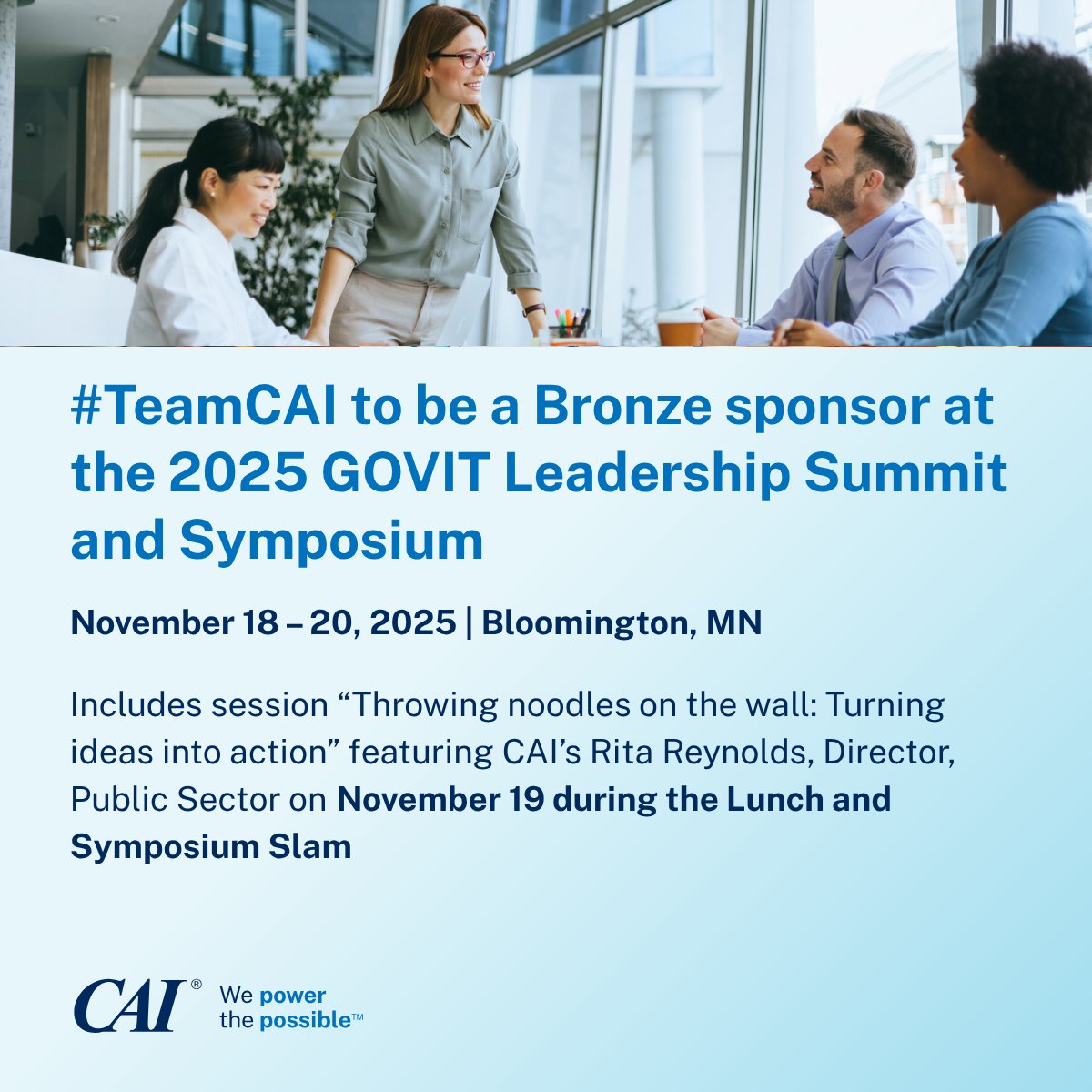RexSecurity's tweet image. #TeamCAI is looking forward to being a Bronze sponsor at the 2025 GOVIT Leadership Summit &amp;amp; Symposium, happening November 18-20. This conference brings the local government IT community together to share solutions, explore emerging trends, and strengthen connections.