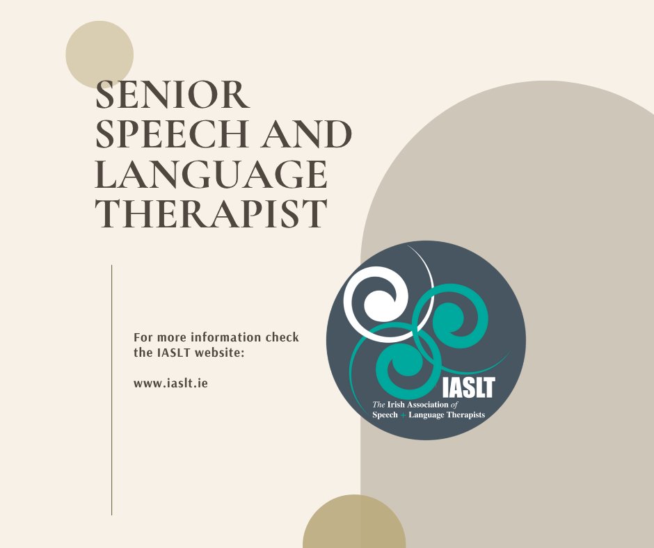 iaslt's tweet image. Job Advert
Senior Speech and Language Therapist
Contract: Permanent
Hours: 17.5 hours per week
Closing Date:  25th November 2025
See IASLT Job Opportunities for full details bit.ly/3qnE2Nl
#IASLT #IASLPeeps