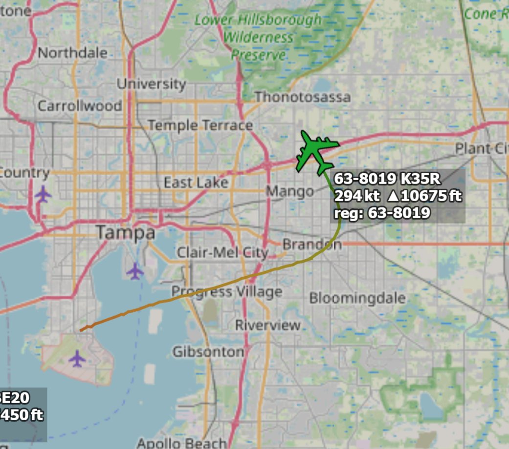 r4streando's tweet image. #AE05AA | 63-8019 | K35R

Left MacDill AFB ~15:40Z.
Missed the callsign on this one.
Tracking NW.