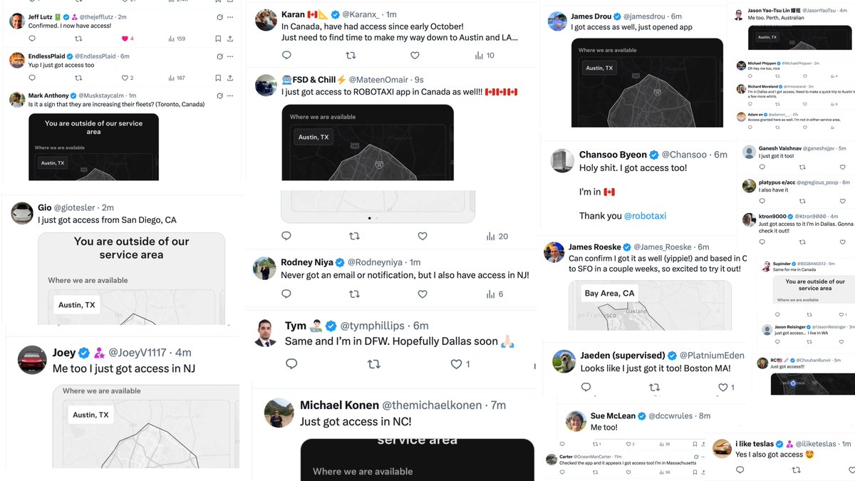 BREAKING: Tesla Robotaxi service access has officially gone wide to iOS users.

<a href="/Tesla/">Tesla</a> has opened access today to BOTH its ride-hailing service in the Bay Area and its Robotaxi service in Austin, Texas. People who just downloaded the app tell me they got immediate access to the