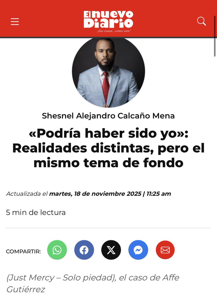 Tomando como referencia lo ocurrido en contra del señor Affe Gutiérrez, realizamos un análisis usando como punto de partida el film Just Mercy. Casos que nos ocupan y preocupan. elnuevodiario.com.do/podria-haber-s…