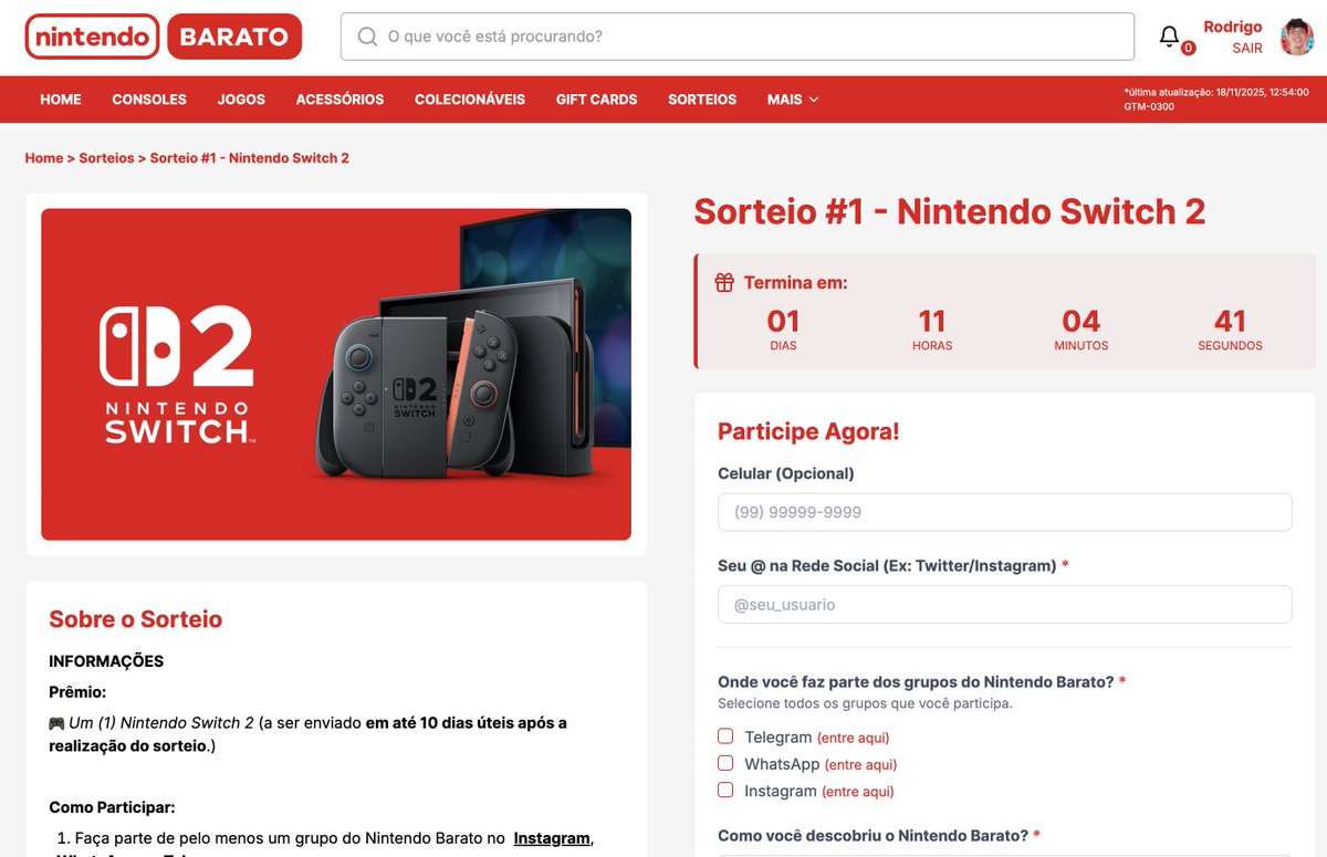 rodrigocoelhoc's tweet image. Falta apenas 1 dia para o sorteio do nintendo Switch 2! 

- Participe: nintendobarato.com.br/sorteios/sorte…
- Deixe um RT aqui neste post &amp;lt;3