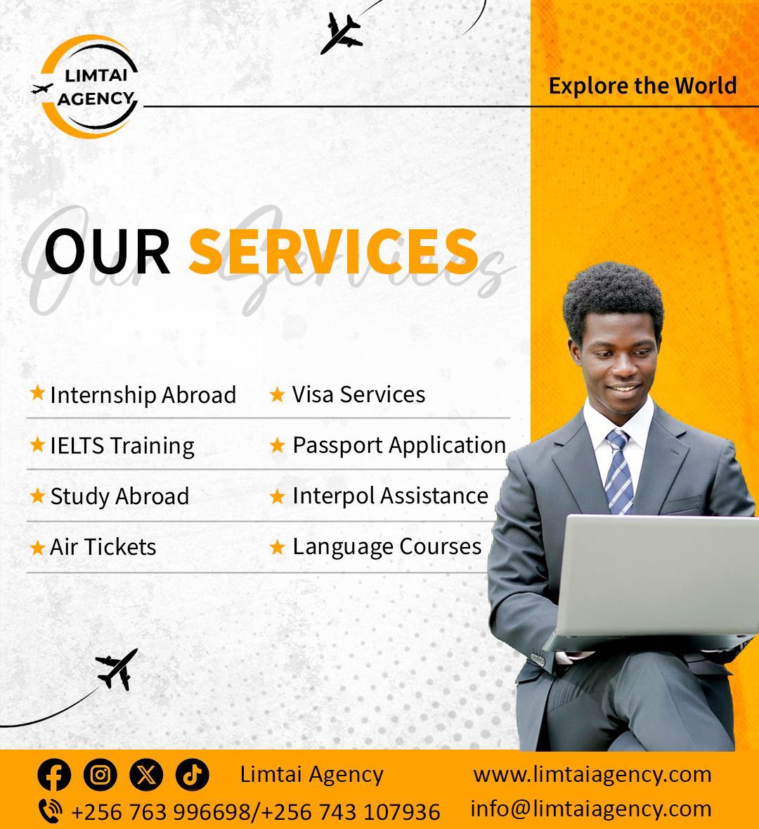 LimtaiAgency's tweet image. Ready to explore the world? 🌍
From study abroad to internships, visas, IELTS &amp;amp; more; we guide you every step of the way!
✈️ Your global future starts NOW.
#StudyAbroad #VisaHelp #TravelAgency #IELTS #OpportunitiesAbroad #LimtaiAgency