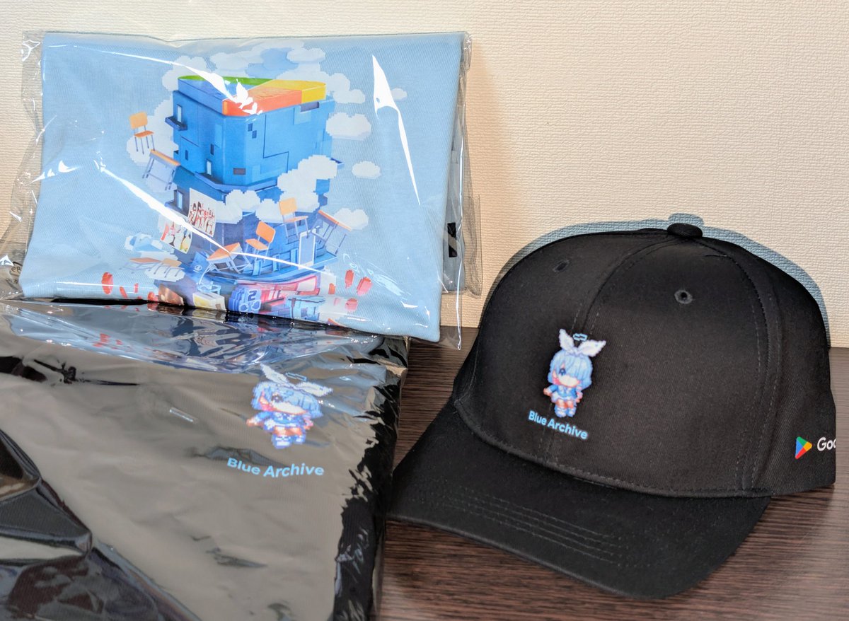 Google Playメモリアルダンジョン ブルーアーカイブ Tシャツ&キャップ Google Playメモリアルダンジョン ブルアカ オリジナルTシャツ 帽子