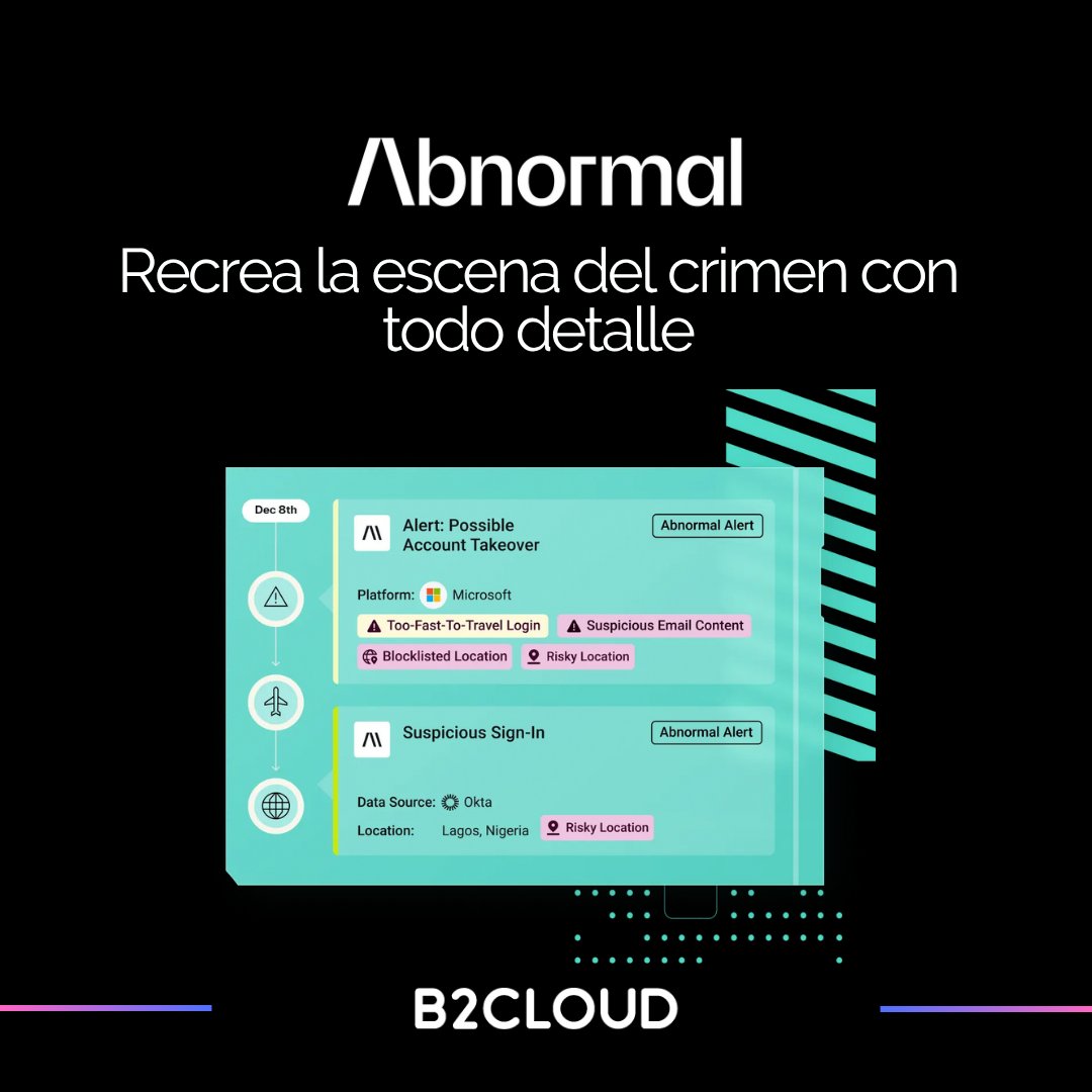 b2cloudtech's tweet image. ¿Sabías que el 1 de cada 4 organizaciones es objetivo de un takeover de email cada semana? 😱 Los ataques de ingeniería social están en auge.
Con Abnormal detenés no solo el correo malicioso sino también detectás cuentas ya comprometidas.
Como partner, te ayudamos a implementarlo…