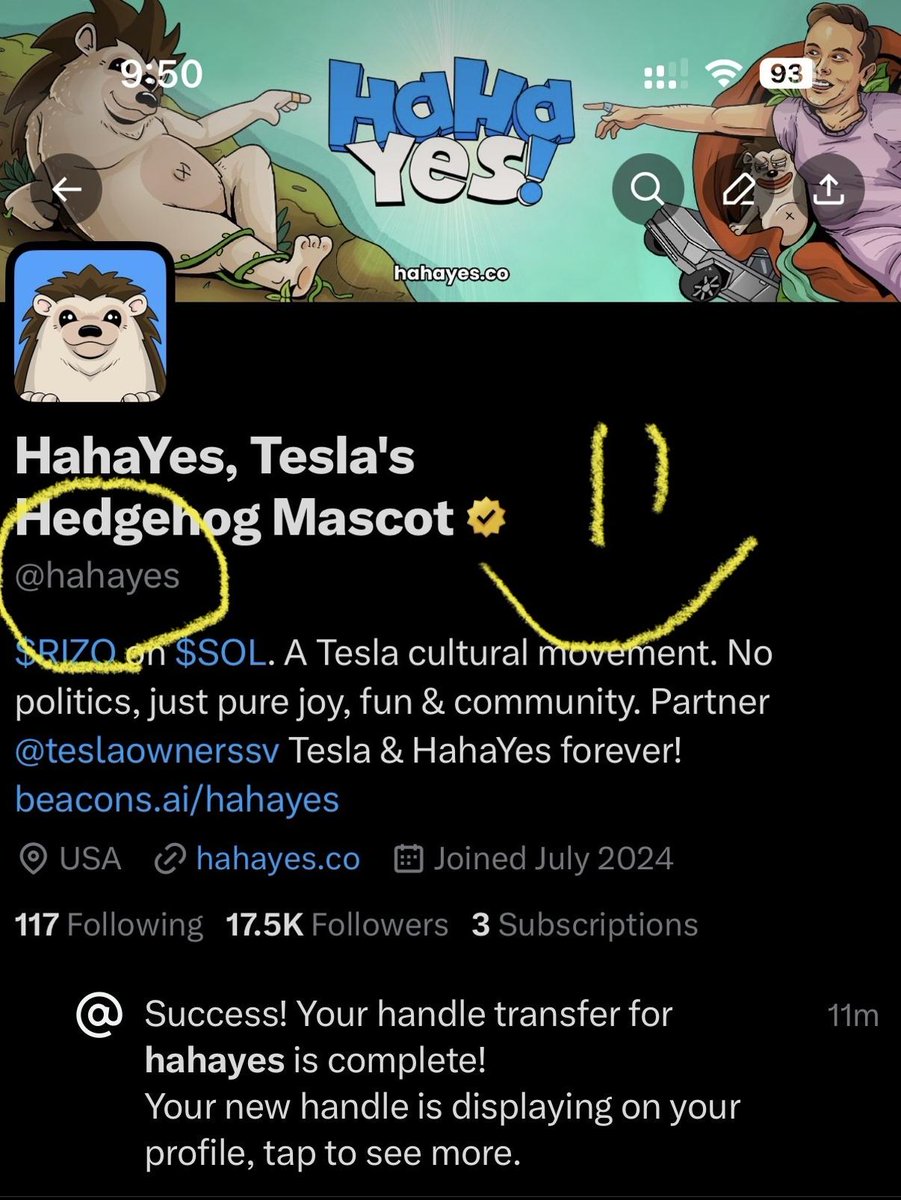 HahaYes, Tesla's Hedgehog Mascot tweet media