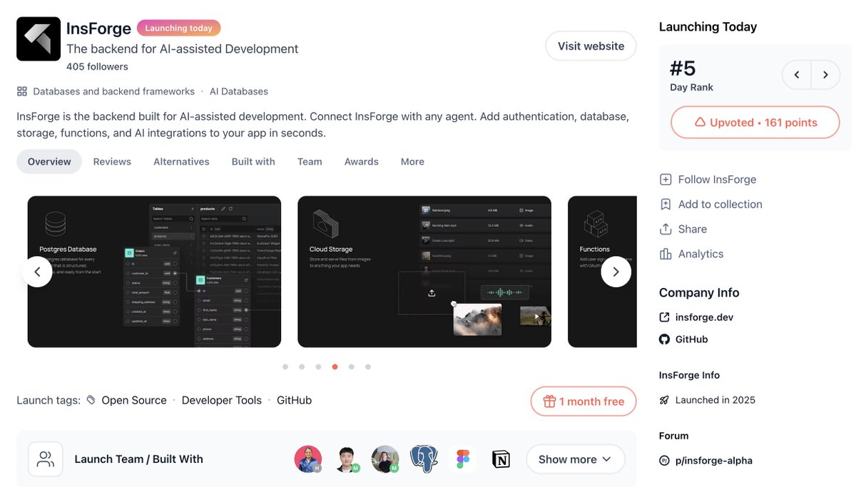 #5 on <a href="/ProductHunt/">Product Hunt 😸</a> and we're just getting started

4 months in stealth finally ends today

Many sleepless nights preparing for this launch

Here we go <a href="/InsForge_dev/">InsForge</a> 

👇 Please support and read our full story below :)