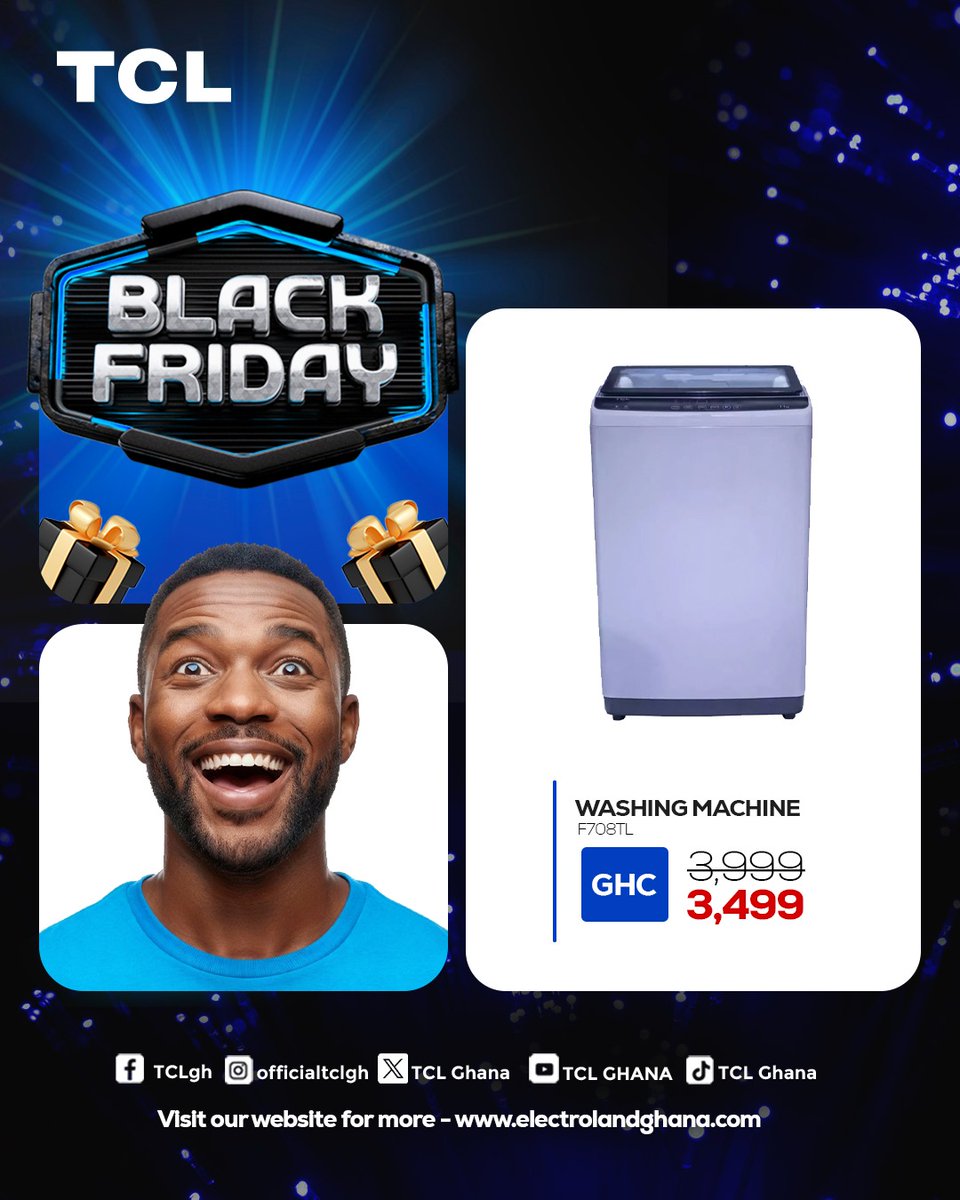 ghana_tcl's tweet image. WASHING MADE EASY AND AFFORDABLE this BLACK FRIDAY. Visit any of our showrooms nationwide and authorized resellers and enjoy these amazing offers.

Call/WhatsApp 050 315 9739 for assistance.
#tcl
#washingmachine
#blackfridaysales