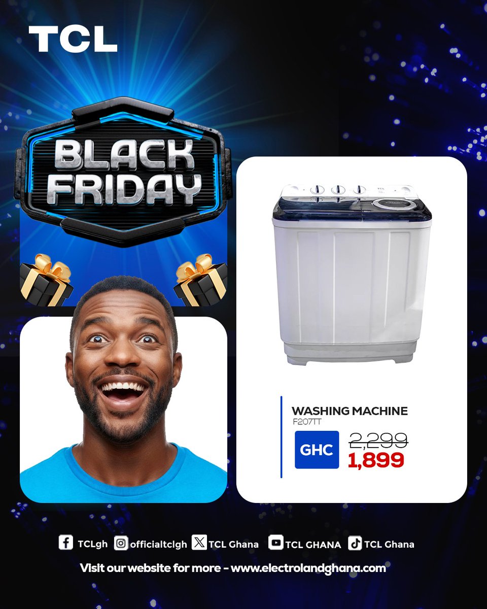 ghana_tcl's tweet image. WASHING MADE EASY AND AFFORDABLE this BLACK FRIDAY. Visit any of our showrooms nationwide and authorized resellers and enjoy these amazing offers.

Call/WhatsApp 050 315 9739 for assistance.
#tcl
#washingmachine
#blackfridaysales