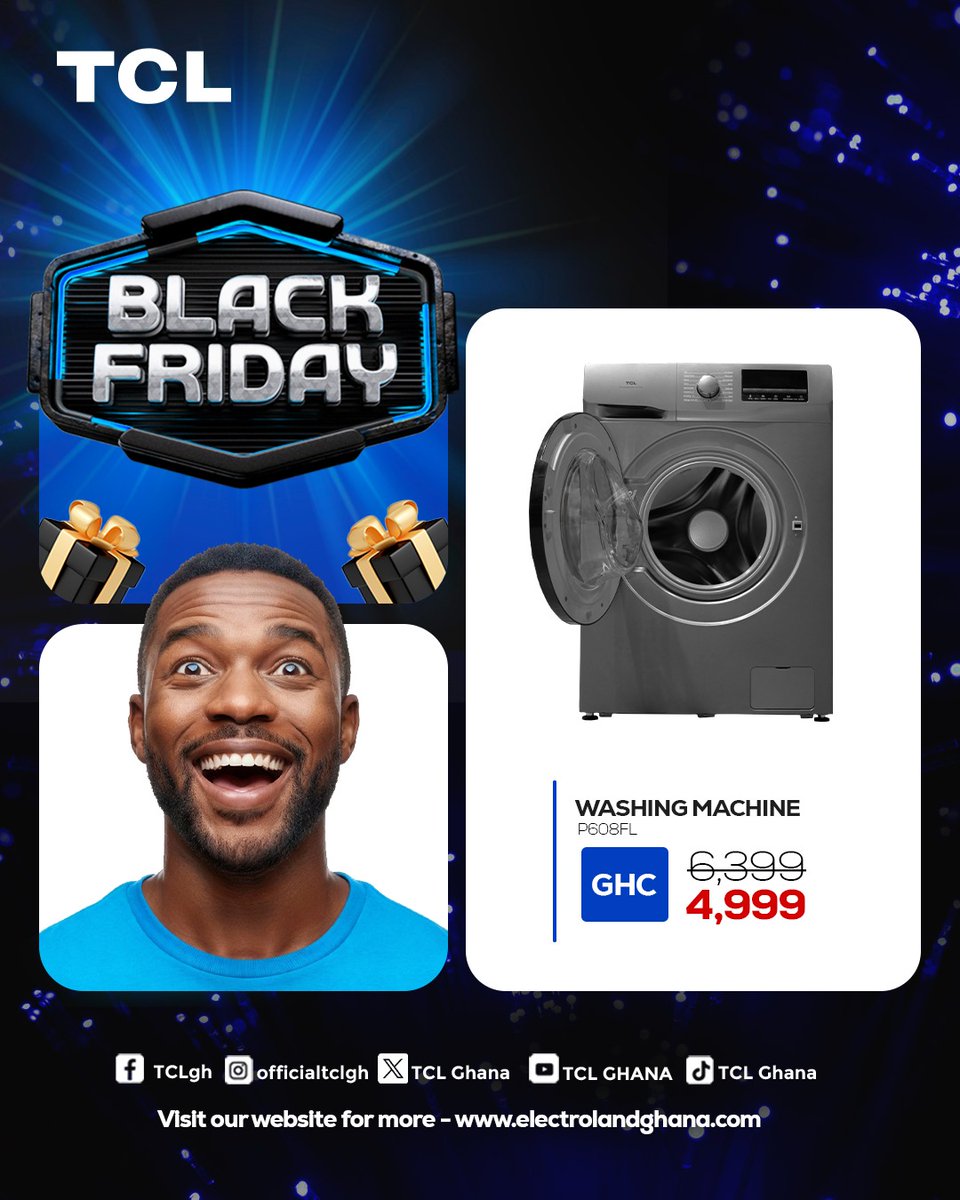 ghana_tcl's tweet image. WASHING MADE EASY AND AFFORDABLE this BLACK FRIDAY. Visit any of our showrooms nationwide and authorized resellers and enjoy these amazing offers.

Call/WhatsApp 050 315 9739 for assistance.
#tcl
#washingmachine
#blackfridaysales