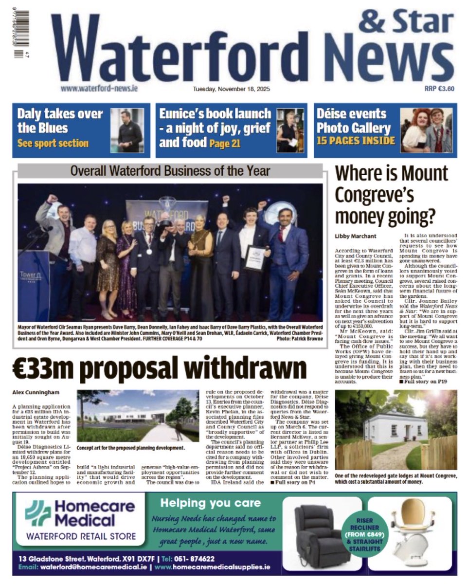 WaterfordNS's tweet image. This week&apos;s Waterford News &amp;amp; Star is in shops now and to buy online at waterford-news.ie