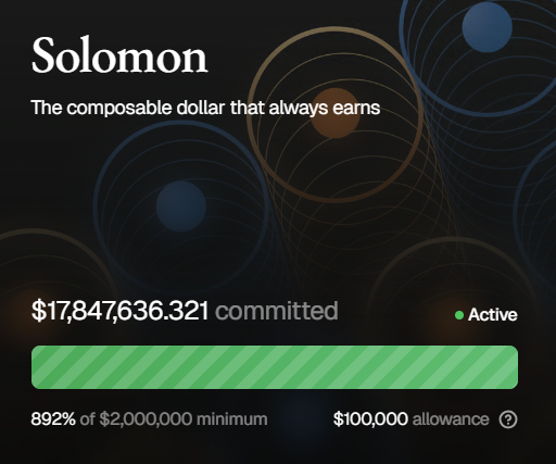 1,780만 달러 이상 커밋된 Solomon Labs ICO 진행 상황 스크린샷