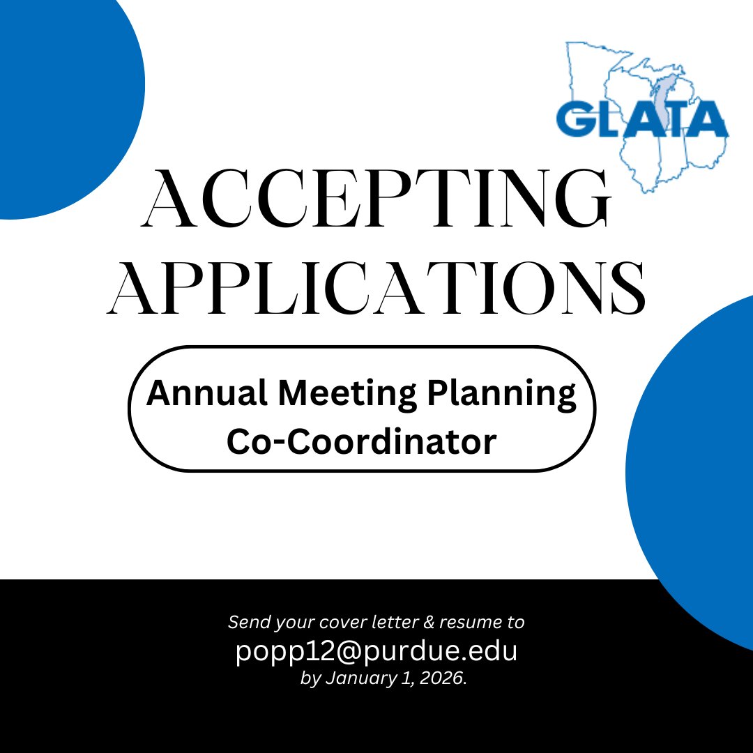 GLATA_updates's tweet image. #GetExcited to Get Involved! GLATA is searching for a few excited ATs who want to give back to our profession. Wanting more details? Check our other SM platforms that don&apos;t limit characters 😉
Submit CV/Letter of Interest to LATA President Jennifer Popp by January 1, 2026.