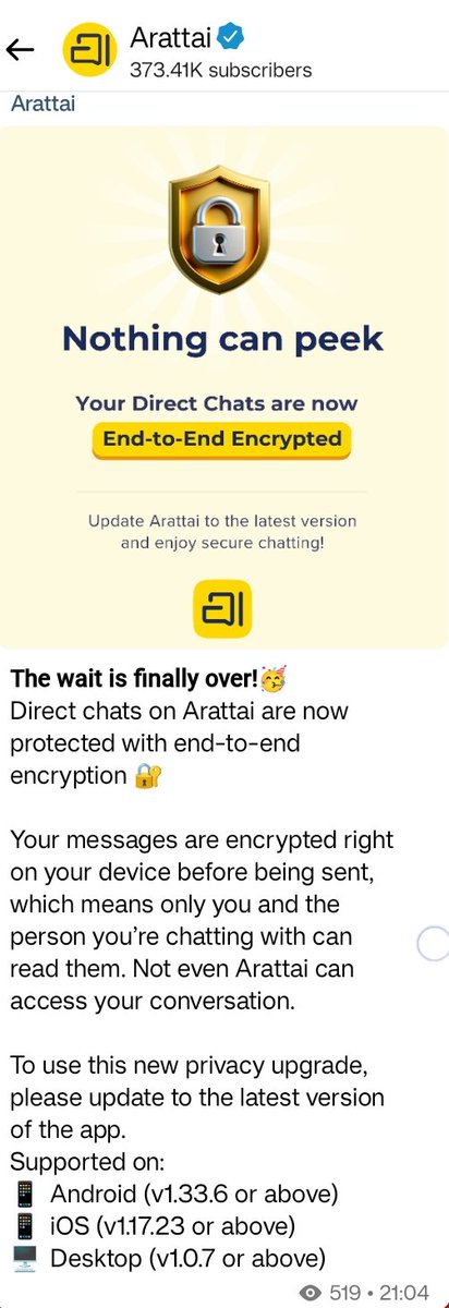 drev_93's tweet image. #Arattai had launched #endtoendencryption