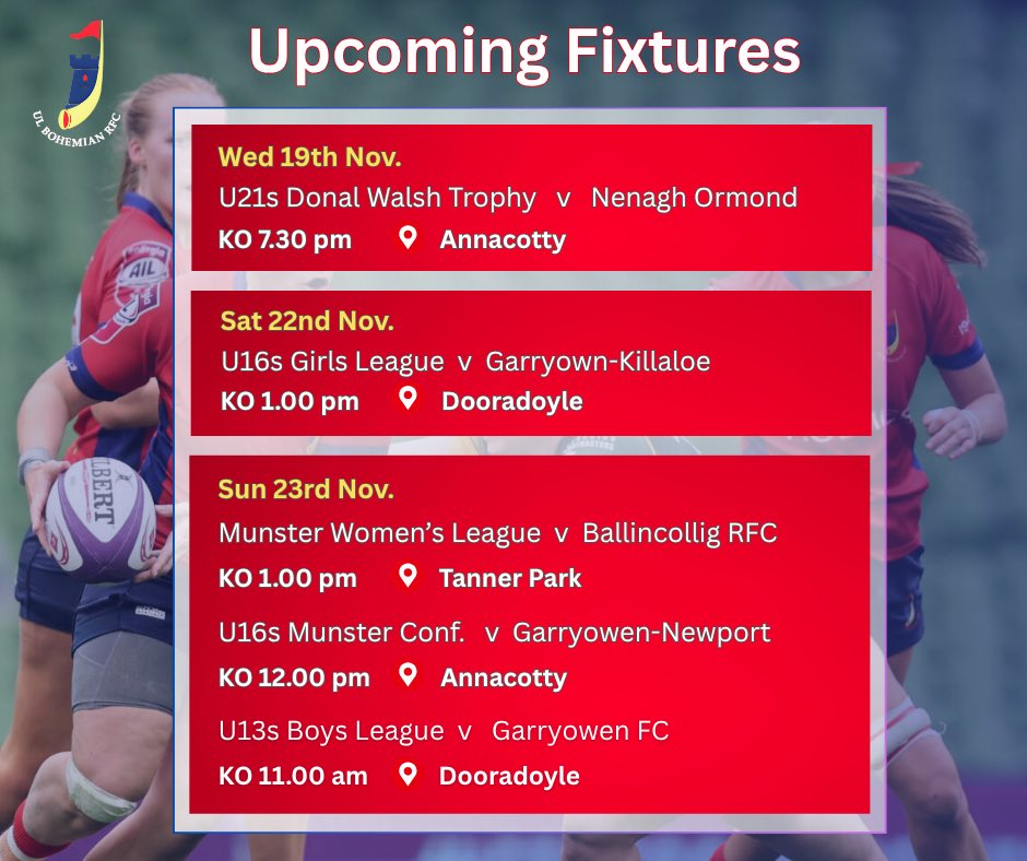 This weeks fixtures