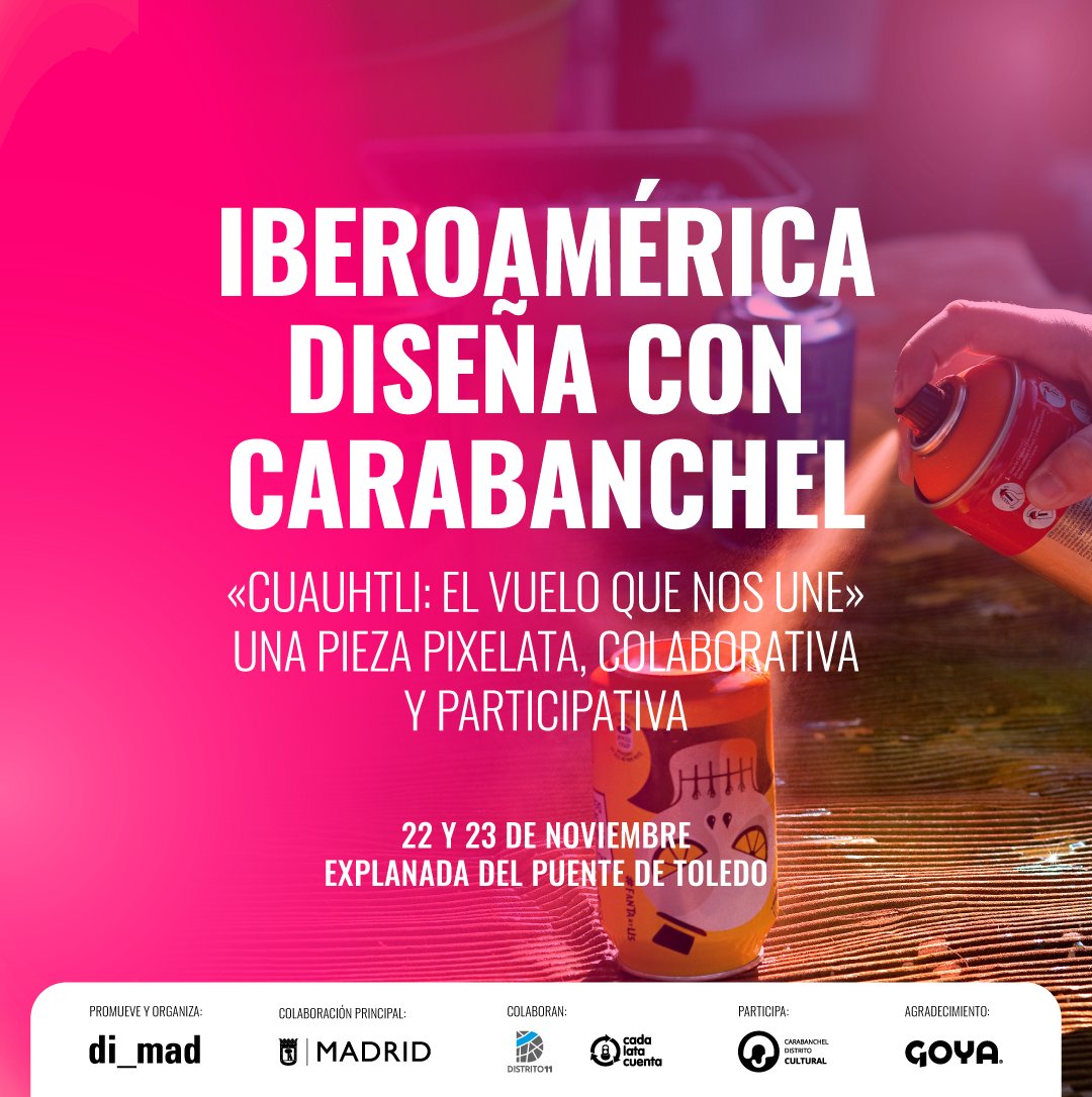 Queremos proponeros un superplan para este fin de semana. Vamos a crear una #Pixelata, un proceso creativo y colaborativo donde pintaremos 2.000 latas y las colocaremos para dar vida al mural. Trae tus latas limpias y sin abollar, serán los píxeles de este mural comunitario.