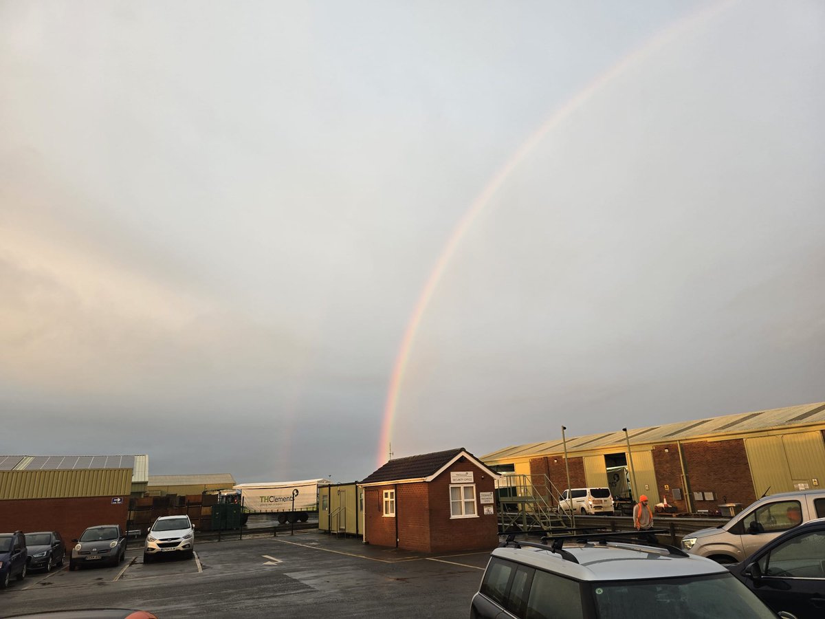 Rain passed, clouds lifted, and this rainbow appeared over T H Clements — pure Benington magic! 🌈