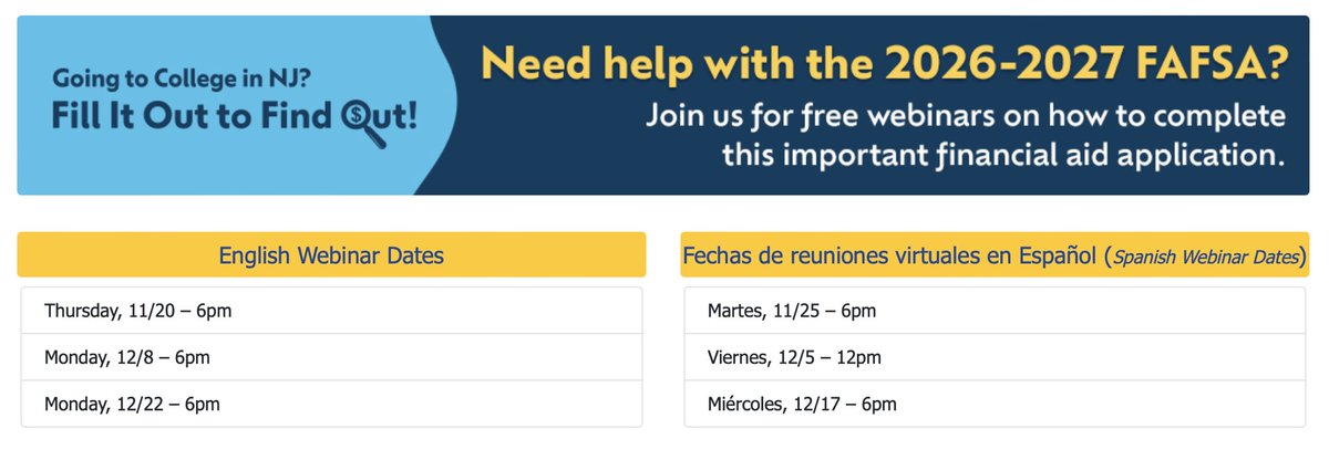 Need help with the 2026-2027 FAFSA? Access this link for upcoming webinars in English &amp; in Spanish hesaa.org/pages/fafsa.as… <a href="/BectonHS/">Becton Regional High School</a>