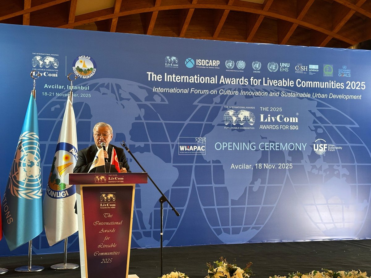 UCLGMEWAorg's tweet image. 🔵⚪️Speaking at the opening ceremony of the International Awards for Livable Communities (LivCom Awards), one of the world&apos;s leading platforms, supported by the United Nations Environment Programme (UNEP), and hosted by the Avcılar Municipality in Istanbul.

UCLG-MEWA Secretary…