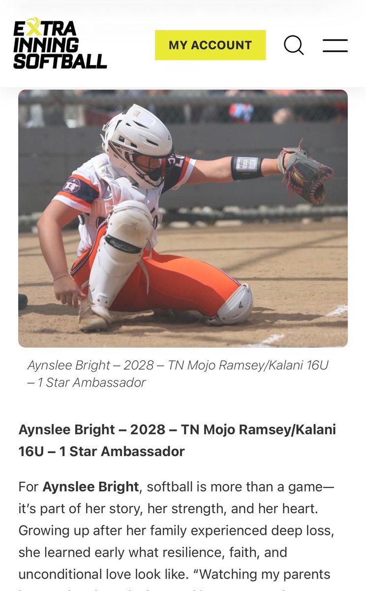 AynsleeBright's tweet image. My article is now up as a member of Extra Innings softball ambassador program, and it truly means so much to me. I’ve put in so much work, competed hard, and pushed myself in this sport I love.
I’m really proud of how far I’ve come, it would mean a lot if you can read it!…