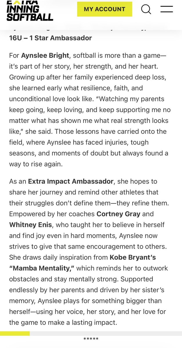 AynsleeBright's tweet image. My article is now up as a member of Extra Innings softball ambassador program, and it truly means so much to me. I’ve put in so much work, competed hard, and pushed myself in this sport I love.
I’m really proud of how far I’ve come, it would mean a lot if you can read it!…