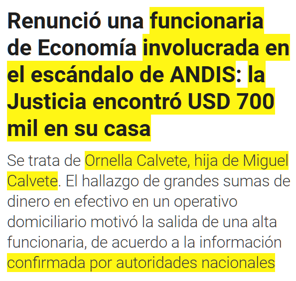 No, ¿pero cómo que LA JUSTICIA le encontró 700 mil dólares a una funcionaria del Ministerio de Economía, hija del jefe para-estatal de ANDIS (hoy en prisión)?

¡Pero si en Twitter dijeron que era todo "una opereta", y ahí es donde el Presidente se informa de "la realidad"!

Por