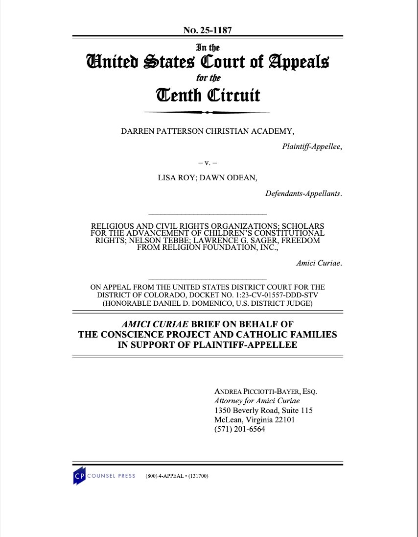 Director <a href="/BayerPicciotti/">Andrea Picciotti-Bayer</a> has filed an Amicus Brief in Darren Patterson Christian Academy v. Roy. 

Colorado's Universal Preschool Program should be about helping children, not forcing ideology.