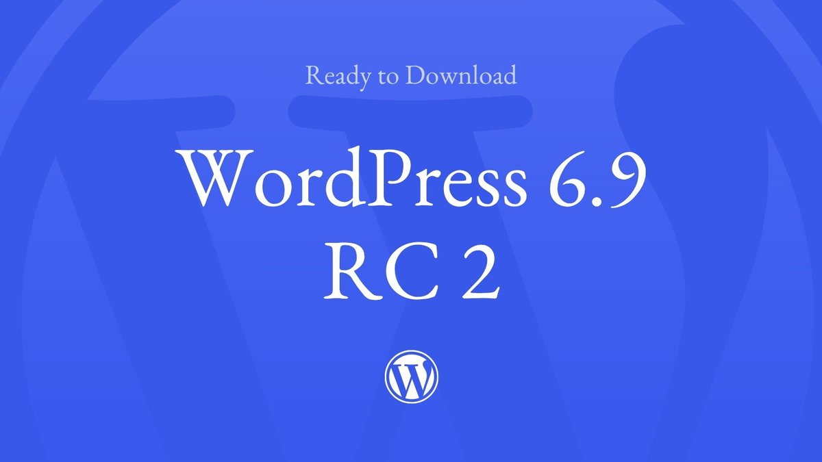 WordPress's tweet image. WordPress 6.9 Release Candidate 2 is now available for testing. This vital milestone invites you to download and test the latest features that aim to enhance your experience. Your feedback is crucial for the final release! Ready to dive in? Test the new features and help us…